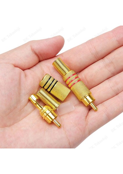 Lehimlenebilir Renk Kodlu Metal Rca Tos Ses Video Erkek Tamir Fişi - 2 Adet