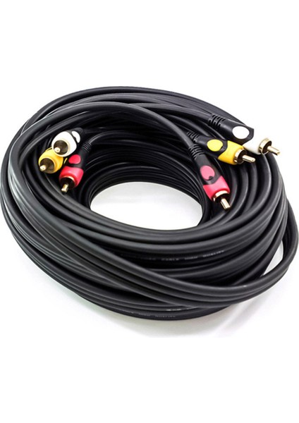 3rca Erkek 3 Rca Erkek Kompozit Ses Video Av Kablosu - 20 Metre
