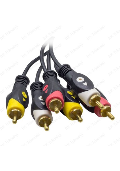 3rca Erkek 3 Rca Erkek Kompozit Ses Video Av Kablosu - 20 Metre