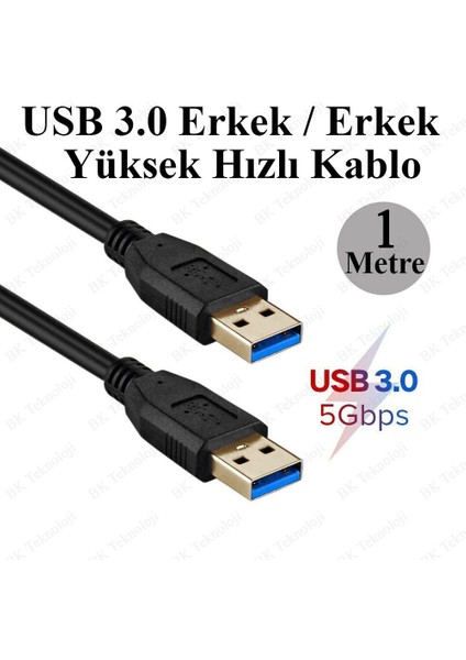Yüksek Hızlı USB 3.0 Erkek-Erkek Data Kablosu 1 Metre fiyatları