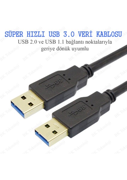 Yüksek Hızlı USB 3.0 Erkek-Erkek Data Kablosu 1 Metre indirimleri