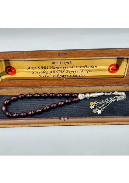 Bilek Boy Siyah Mavi Alpaka Püskül Ateş Kehribar Tespih (Ahşap Kutulu) fiyatları