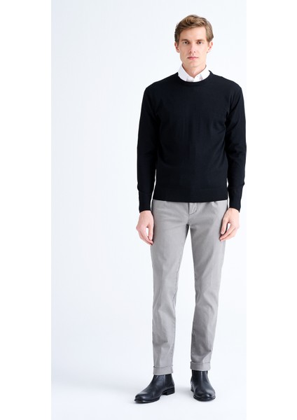 Erkek Siyah Yün Bisiklet Yaka Kazak fiyatları