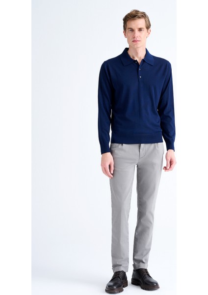 Erkek Lacivert Yün Polo Yaka Kazak fiyatları
