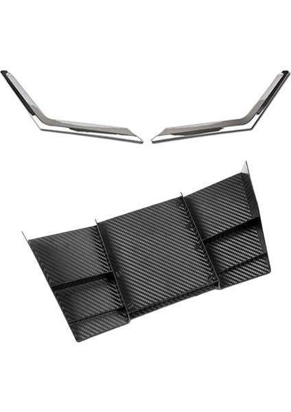 3 Pcs Araç Aksesuarları 2 Adet Ön Örgü Izgara Izgara Kafa Işık Kapağı Döşeme ve 1 Adet Araba Merkezi Konsol Saklama Kutusu (Yurt Dışından)