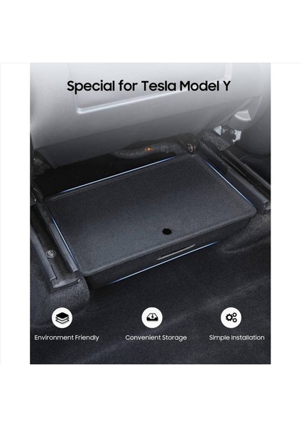 Tesla Model Y 2020 - 2022 Flocked Keçe Tepsisi Gizli Saklama Kutusu Kapak Çöp Kutusu (Yurt Dışından) indirimleri