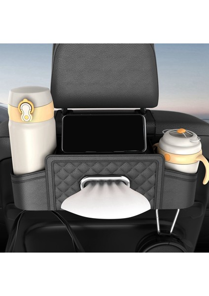 2x Araba Koltuğu Geri Depolama Kutusu Çok Fonksiyonlu Otomatik Doku Evrensel Arka Seter Su Kupası Tutucu Asma Organizatör Siyah (Yurt Dışından) modelleri