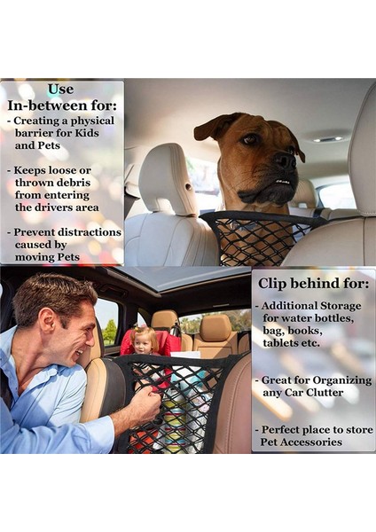 4x 3 Katmanlı Araba Örgüsü Uzanabilir Koltuk Arka Çantası Arka Koltuk Evcil Hayvan Çocuklarının Bariyeri Kargo Dokusu Çanta Sahibi (Yurt Dışından) fiyatları