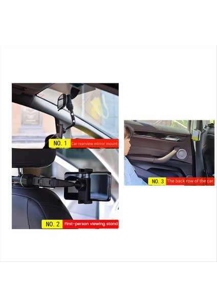 Evrensel Araba Telefon Tutucu Çok Fonksiyonlu 360 Derece Dönebilir Otomatik Dikiz Ayna Koltuk Asma Klips B Grey (Yurt Dışından) fiyatları