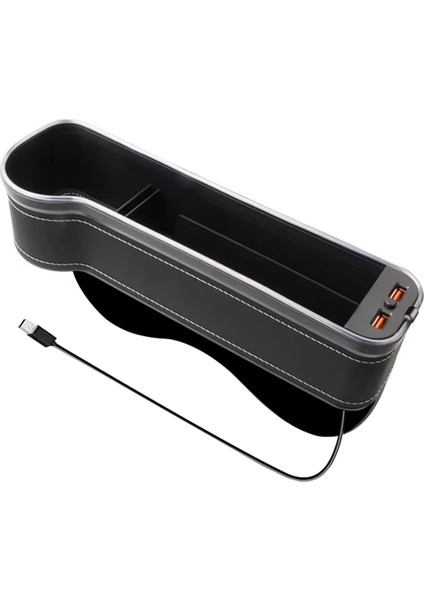 Araba Koltuğu Dolgu Bardağı Tutucu 7 Renk Değiştirme LED Otomatik Çatlak Depolama Organizatör Kutusu 2usb Şarj Cihazı Sol (Yurt Dışından)