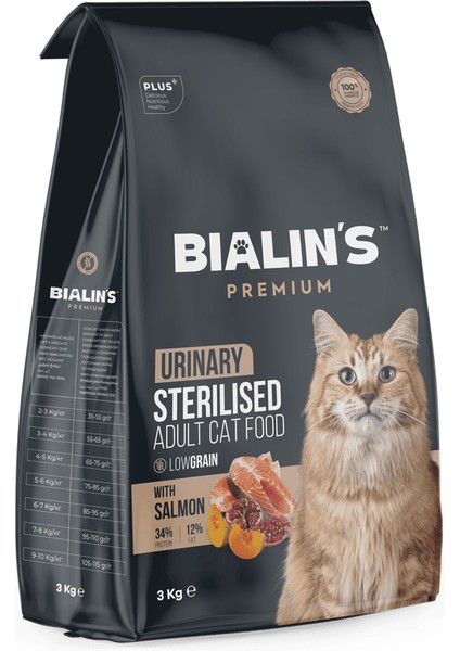 Bialins Premium Kısırlaştırılmış Kedi Maması Somonlu 3kg