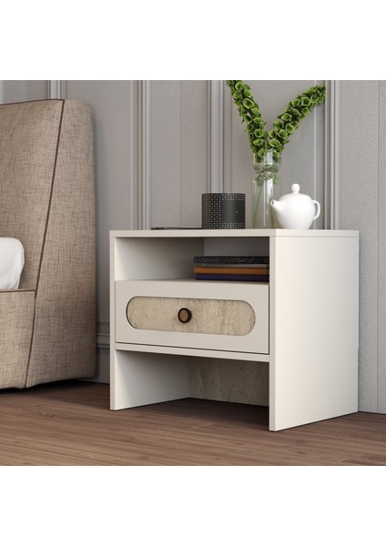 Münih Komodin - Krem / Traverten Mermer