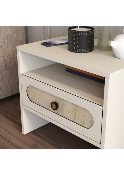 Münih Komodin - Krem / Traverten Mermer fırsatları