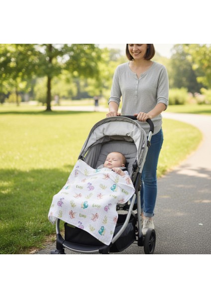 Çok Amaçlı Organik Müslin Örtü - Dino - 120 x 120 cm modelleri