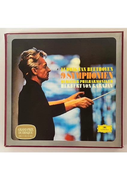 Ludwig Van Beethoven, Herbert Von Karajan, Berliner Philharmoniker 9 Symphonien Box Set Plak (Orjinal 8 Plaklık Dönem Baskı Plak)
