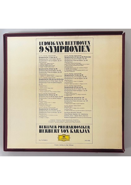 Ludwig Van Beethoven, Herbert Von Karajan, Berliner Philharmoniker 9 Symphonien Box Set Plak (Orjinal 8 Plaklık Dönem Baskı Plak) fiyatları