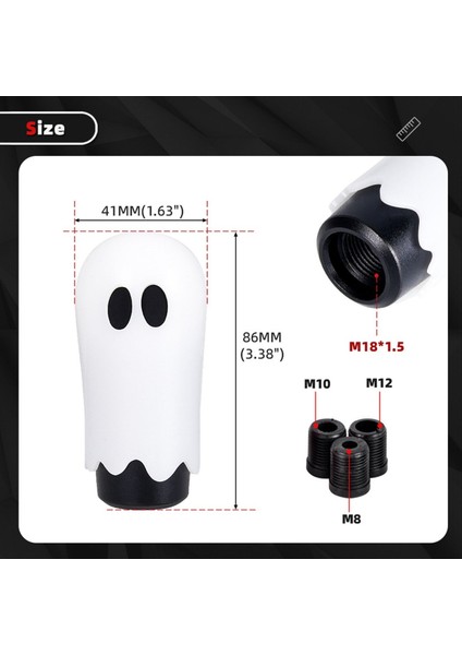Araba Gear Vites Knob Cadılar Bayramı Tarzı Hayalet Vites Düğmesi 3 Adaptör M8/10/12 Kişiselleştirilmiş Yaratıcılık Araç Dekorasyonu A (Yurt Dışından) indirimleri