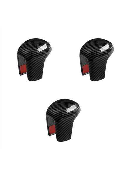 Honda Civic 2022 Için 3x Siyah Karbon Fiber Araba Dişli Vites Değiştirme Düğmesi Kapak Trim Dişli Kafası Kapak (Yurt Dışından)