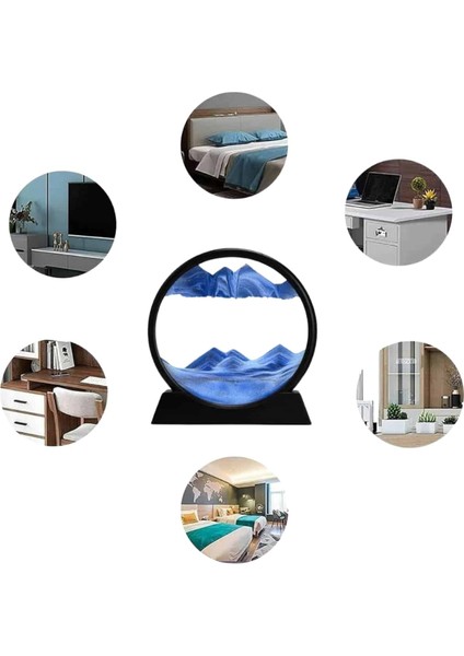 7 Inç Mavi Orta Boy Dekoratif Yuvarlak Şık Kum Tablosu Modern Dekoratif Süs - FEİ9742-5261 modelleri