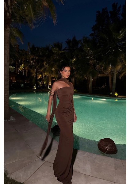 Kahverengi Coraline Çok Çeşit Bağlamalı Elbise ATE-2838 fırsatları