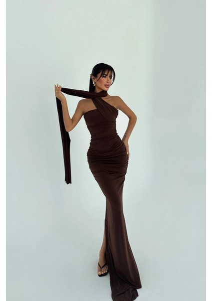 Kahverengi Coraline Çok Çeşit Bağlamalı Elbise ATE-2838