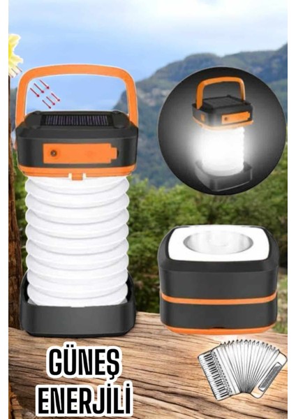 Güneş Enerjili LED Lamba Kamp Lambası Katlanabilir Lamba USB Şarjlı - FEİ6517-1468 modelleri