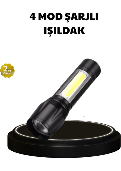 4 Mod Şarjlı Işıldak | Ultra Güçlü Cree LED | Su Geçirmez Alüminyum Gövde - FEİ8952-1662
