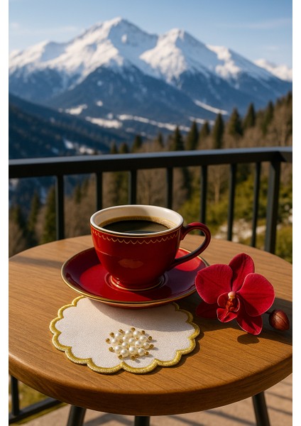 Inci ve Gold Detaylı Yuvarlak Kahve Sunum Peçetesi – El Işçiliği modelleri