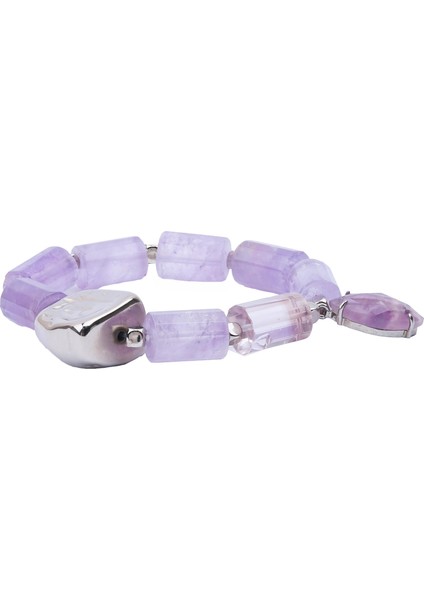 Mor Denge Ametist ve Ametrin Doğal Taş Bileklik