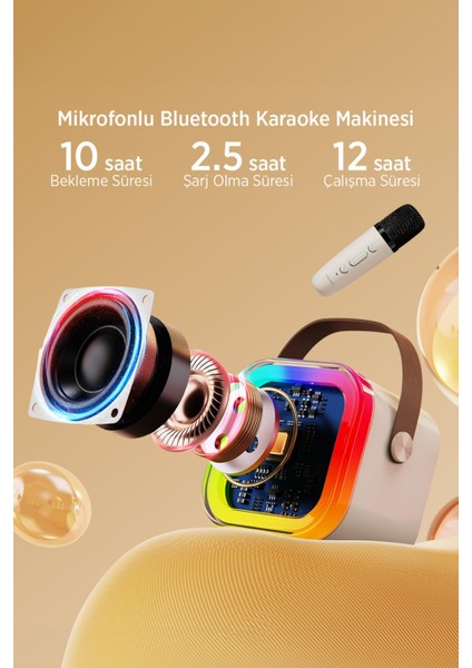 Bluetooth Karaoke Mikrofon ve Taşınabilir Hoparlör | Çok Işlevli Müzik Çalar, Çocuk ve Yetişkin Için
