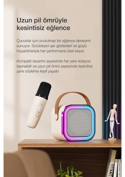 Bluetooth Karaoke Mikrofon ve Taşınabilir Hoparlör | Çok Işlevli Müzik Çalar, Çocuk ve Yetişkin Için