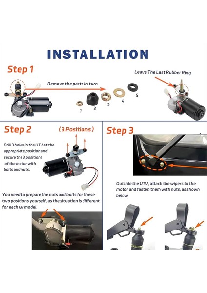 Atv Utv Ön Cam Silecek Motor Kiti Silecek Bağlama Çubuğu Silecek Kolu Can-Am Maverick X3 Yamaha Raptor 700 Cfmoto 500 (Yurt Dışından) indirimleri