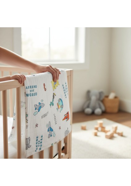 Çok Amaçlı Organik Müslin Örtü - Küçük Gezgin - 75 x 75 cm