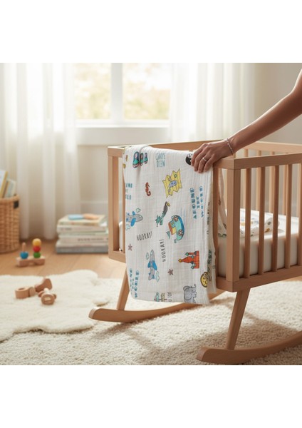 Çok Amaçlı Organik Müslin Örtü - Küçük Gezgin - 75 x 75 cm