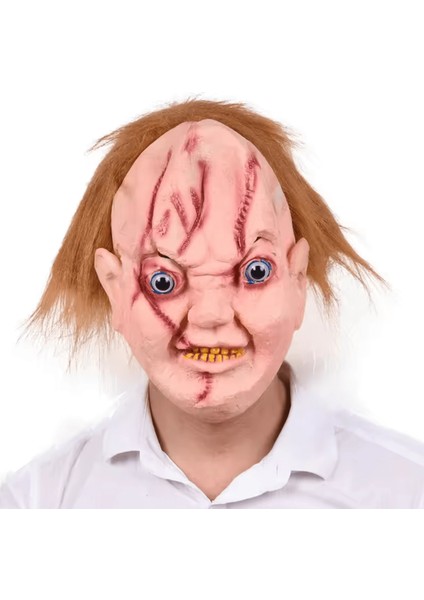 Çaki Maskesi Kahverengi Saçlı Lateks Et Chucky Çaki Maskesi (5148)