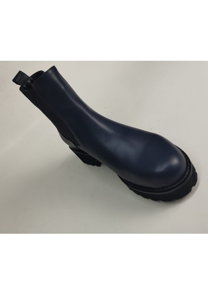 Kadın Hakiki Deri Lastikli Eva Taban Lacivert Deri Bot fiyatları