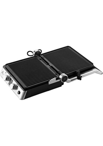 Deluxe Grill Tost Makinesi 2200 W Çift Taraflı Yanmaz Yapışmaz Kaplama Açık Gri