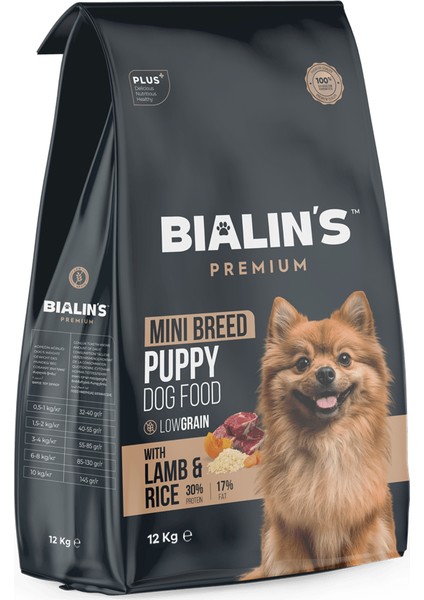Bialins Premium Mini Breed Yavru Köpek Maması Kuzu & Prinçli 12KG