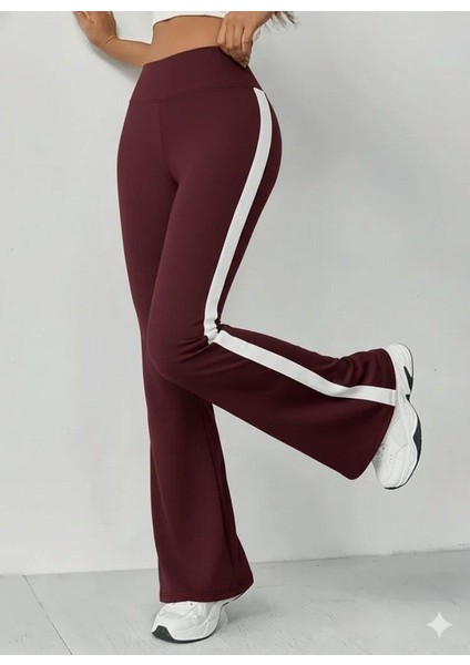 Kadın Yüksek Bel Ispanyol Paçalı Yanlardan Şerit Detaylı Dalgıç Tayt Pantolon modelleri
