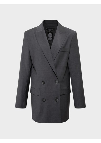Modern Form Kruvaze Kesim Yün Karışımlı Vatkalı Blazer Ceket - Gri fiyatları