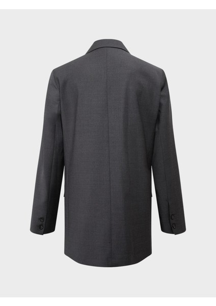 Modern Form Kruvaze Kesim Yün Karışımlı Vatkalı Blazer Ceket - Gri modelleri