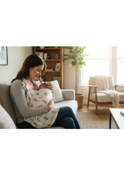 Organik Kumaş Emzirme Önlüğü - Dino