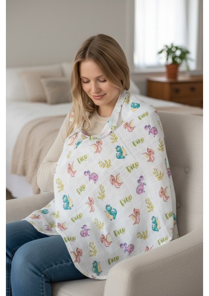 Organik Kumaş Emzirme Önlüğü - Dino fiyatları