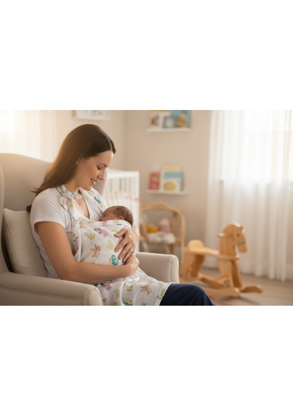 Organik Kumaş Emzirme Önlüğü - Dino indirimleri