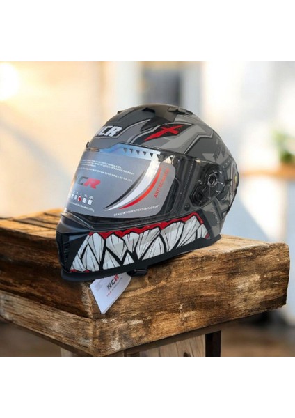 Kask Kapalı Visörlü M69 ECE22-06 Belgeli Gri Robotik Dizayn