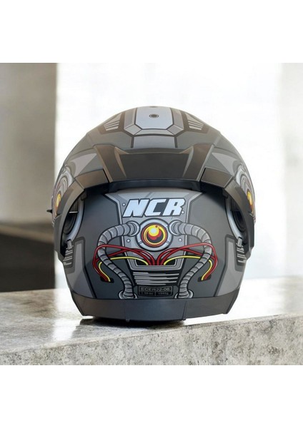 Kask Kapalı Visörlü M69 ECE22-06 Belgeli Gri Robotik Dizayn fiyatları