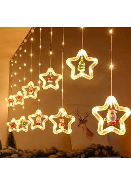 3 Metre 10'lu Yılbaşı Aydınlatma Noel Dekorasyon Işıkları LED Christmas Curtain Lights 8 Mod