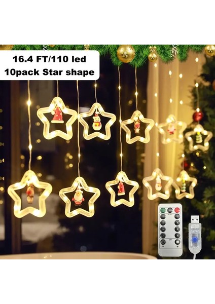 3 Metre 10'lu Yılbaşı Aydınlatma Noel Dekorasyon Işıkları LED Christmas Curtain Lights 8 Mod fırsatları