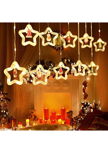 3 Metre 10'lu Yılbaşı Aydınlatma Noel Dekorasyon Işıkları LED Christmas Curtain Lights 8 Mod indirimleri