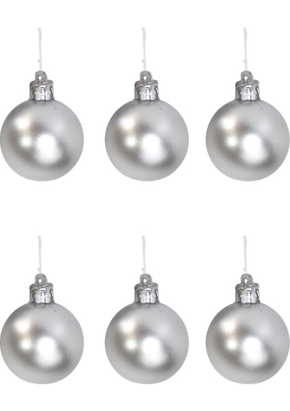 Yılbaşı Topu Kutulu Çam Ağacı Süsü Gümüş Renk 4 cm 6'lı fiyatları